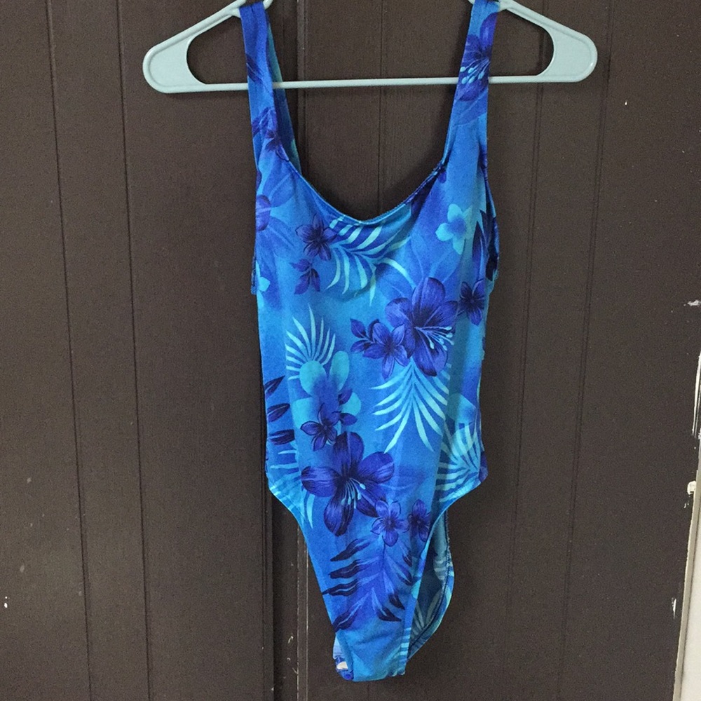 Blue Beach Cabana Floral One Piece Swimsuit